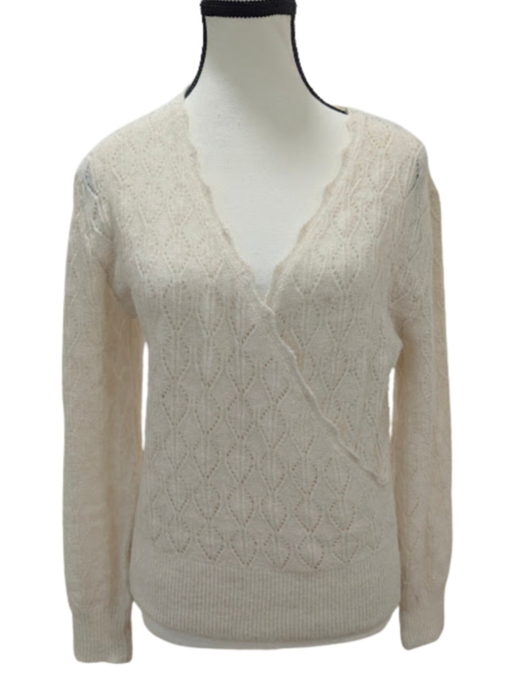 Cream Crochet Inspired Sweater Balletcore Cottagecore Granola Boho Est- Small